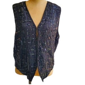 Vintage Black sequin vest Medium